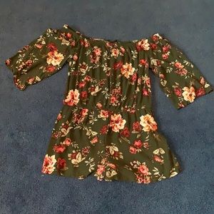 Off the shoulder Olive Green Romper